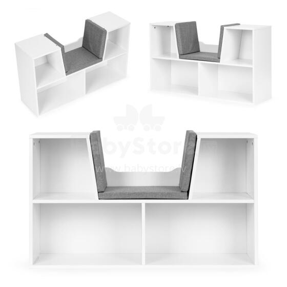Bērnu grāmatu plaukts ar sēdekli un soli, ECOTOYS