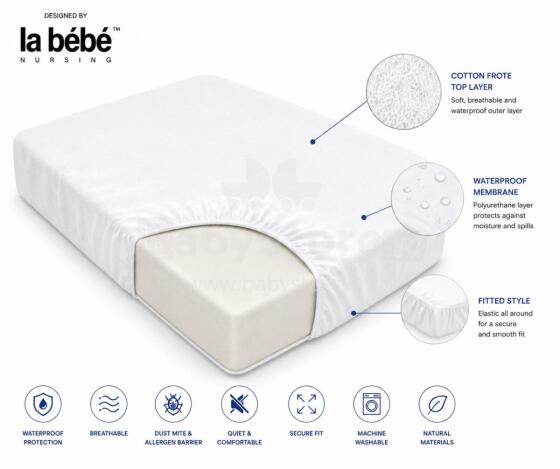 La Bebe™ Waterproof Air Comfort  Mattress Protector Art.290756  Bērnu aizsargājošs matrača pārvalks/pārklājs ar kokvilnas parklājumu,  120x60 cm