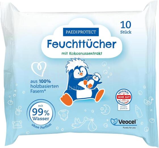 Paediprotect Baby Wipes with Coconut Extract Art.290773 Wet wipes for babies with coconut extract 10 pcs.