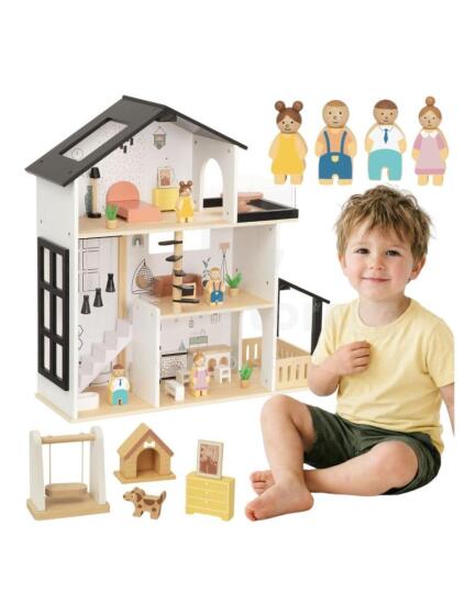 TOOKY TOY Koka Leļļu Māja 25 Gabali