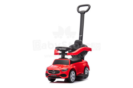 Ride-on car with handle - 668- rubber wheels PVC  - eco-leather - MERCEDES C63 - RED