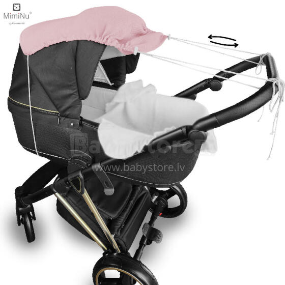 KIECZMERSKI Stroller Canopy, Sunshade MUŚLIN 100% Cotton Powder Pink