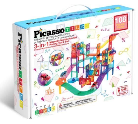 PICASSO TILES Magnetic Construction Set 2-in-1 Set 108 pcs, PTG108