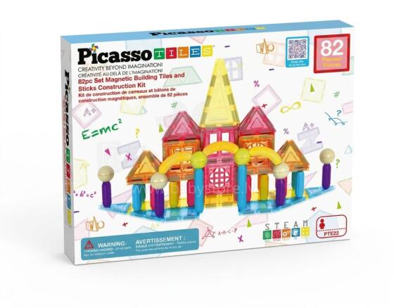 PICASSO TILES Magnetic Construction Set Building Tiles 82 pcs, PTE22
