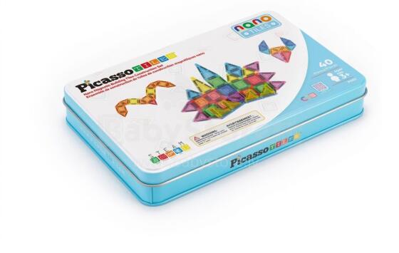 PICASSO TILES Magnetic Construction Set with Pencil Case 40 pcs, PN010