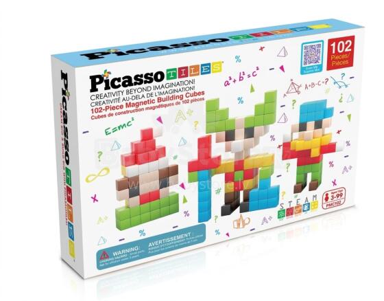 PICASSO TILES Magnetic Construction Set Magnetic Cubes 102 pcs, PMC102