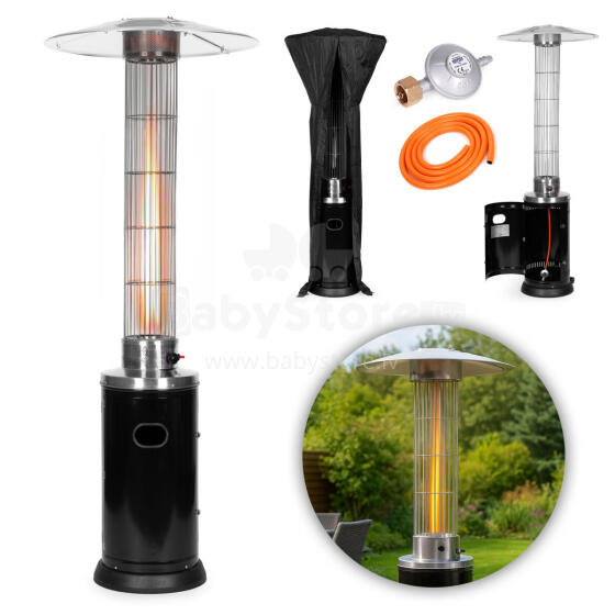 Gāzes terases sildītājs ar regulatoru, šļūteni un vāku dārzam vai terasei, 9 kW, MultiGarden