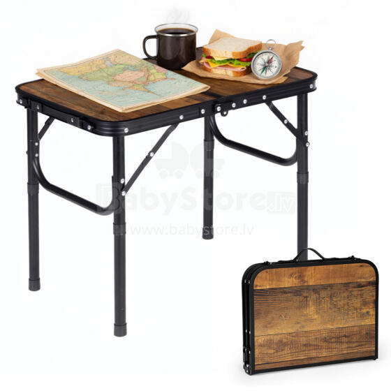 Tourist camping table 60x40 cm folding into a suitcase, aged oak, MultiGarden