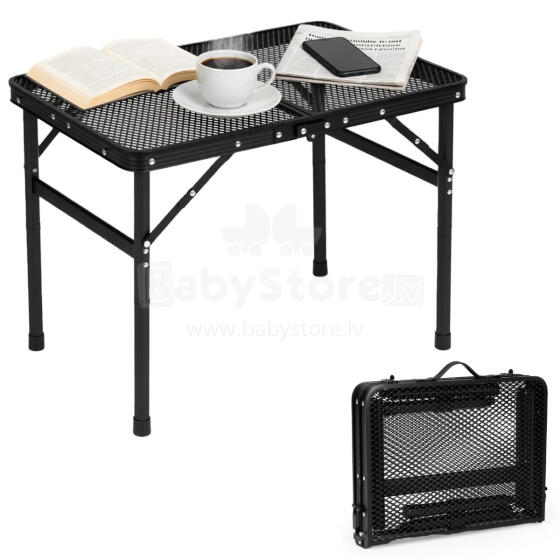 Tourist camping table 60x40 cm folding into a suitcase, black, MultiGarden