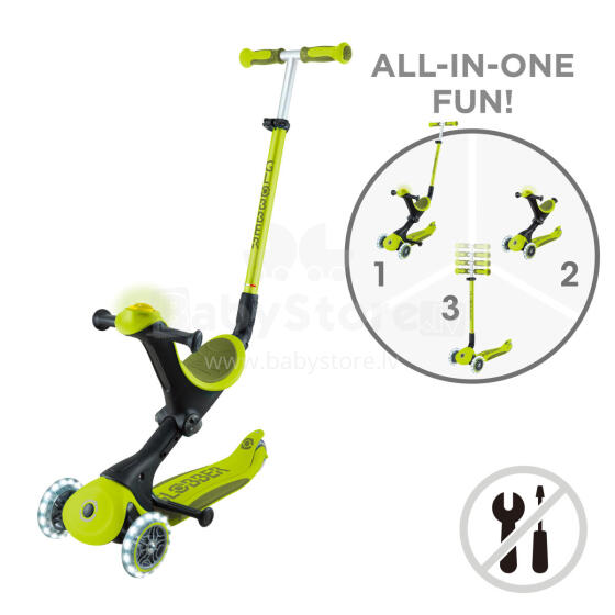 GLOBBER scooter Go Up Deluxe Flash Lights, lime green, 748-606