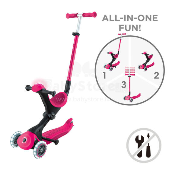 GLOBBER scooter Go Up Deluxe Flash Lights, fuchsia, 748-610