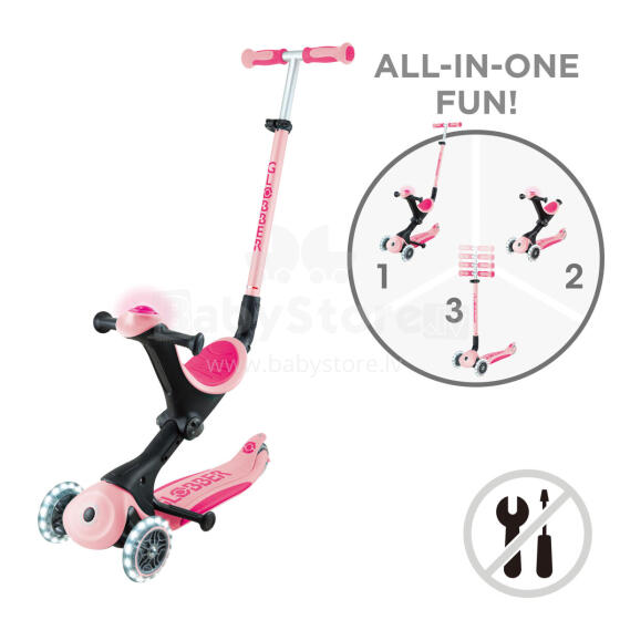 GLOBBER scooter Go Up Deluxe Flash Lights, pastel pink, 748-710