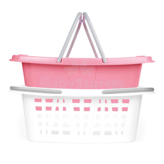 Beldray LA030450PNKFPEU7  Set Of Two Laundry Baskets, White/Pink