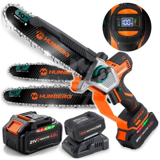 Cordless Chainsaw 4.0Ah Pruner 10" 8" Saw Humberg HM-437