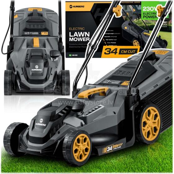 Lightweight Powerful Electric Lawn Mower with Adjustment 1400W 34cm Humberg HM-612