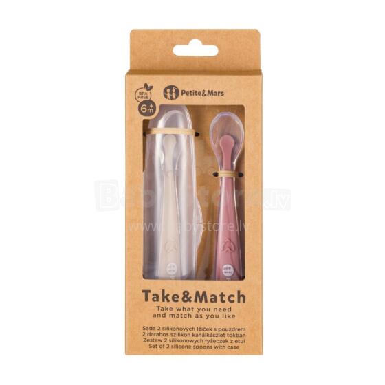 PETITE&MARS 728126 Set of 2 Silicone Spoons with Take&Match Case