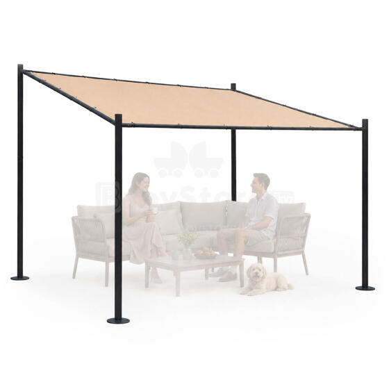 Dārza pergola terasei 3x3 m tērauda nojume ar bežīgu jumtu MultiGarden