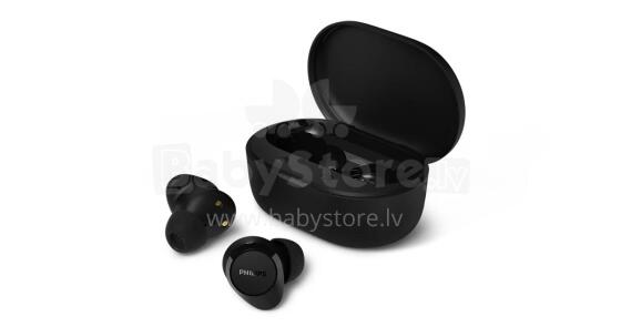 PHILIPS in-ear true bezvadu austiņas ar portatīvo uzlādes ietvaru, melnas
