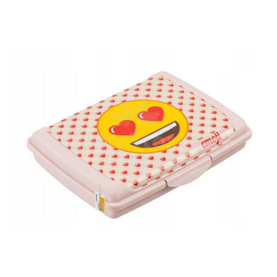 Food storage container deco-click-box mini 0.5L Carla &amp;quot;Emoji Hearts&amp;quot; 17x13x3.5cm pink