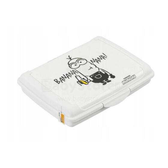 Food storage container deco-click-box mini 0.5L Carla &amp;quot;Minions Banana&amp;quot; 17x13x3.5cm white