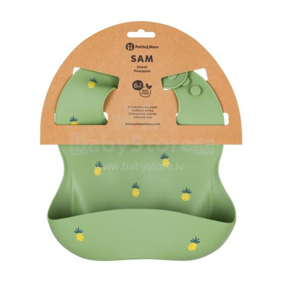 PETITE&MARS 706122 Silicone Bib Take &Match Sweet Pineapples 6m+
