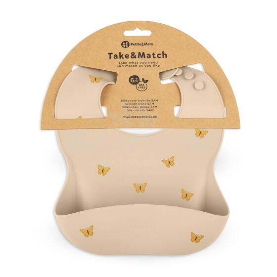 PETITE&MARS 706718 Silicone Bib Take &Match Sand Butterflies 6m+