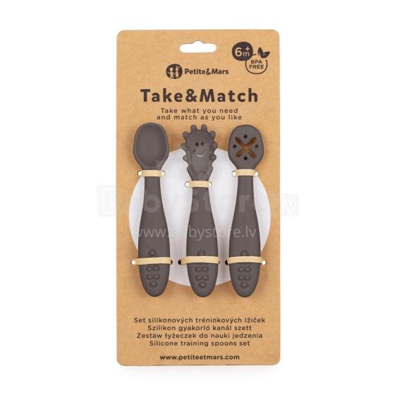 PETITE&MARS 721768 Set of Silicone Learning Spoons 3pcs