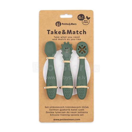 PETITE&MARS 721817 Set of Silicone Learning Spoons 3pcs