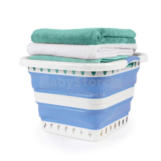 Beldray LA00000152EU7  40l Collapsible Laundry Basket, White/Blue