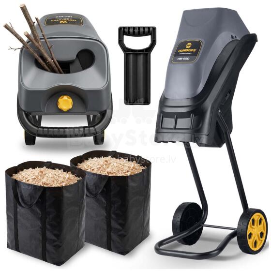 Electric Branch Shredder Chopper 2500 W + 2x 45l Bag Humberg HM-650