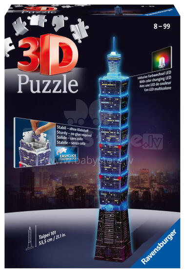 Ravensburger 3D puzle Taipei tornis, nakts izdevums