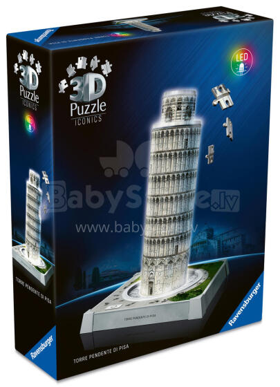 Ravensburger 3D puzle ar LED gaismu: Pizas tornis