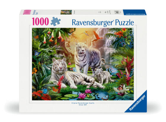 Ravensburger puzle 1000 gabali: Baltā tīģera ģimene
