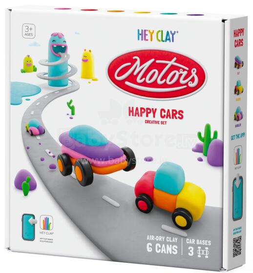 HEY CLAY modelēšanas māls Priecīgie auto ar riteņiem