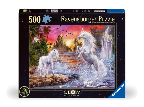 Пазл Ravensburger, светящийся в темноте, 500 деталей: Единороги у реки