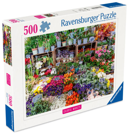 Ravensburger puzle 500 gabali: Ziedu tirgus Francijā