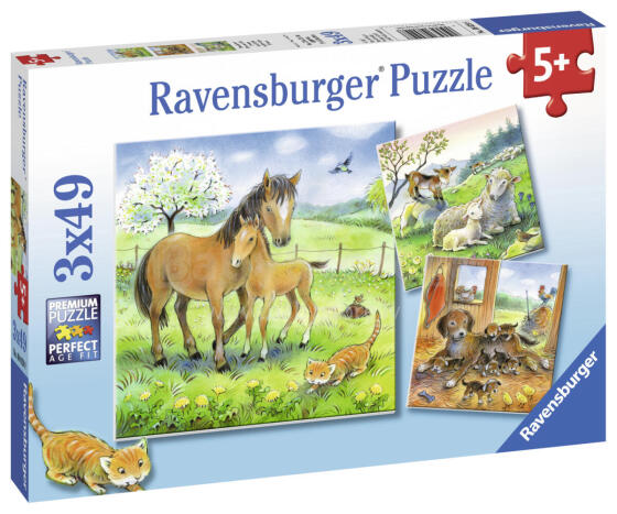 Ravensburger puzle 3x49 gabali Cuddle Time