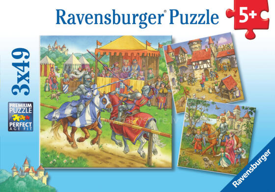 Ravensburger puzle 3x49 gabali Bruņinieku turnīrs