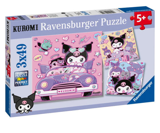 Ravensburger puzle 3x49 gabali: Hello Kitty Kuromi ceļojumā