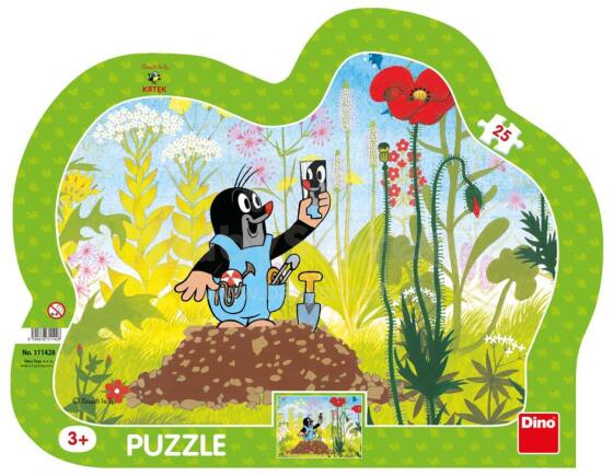 Dino Silhouette Frame Puzzle 25 Pieces : The Mole With a Mirror
