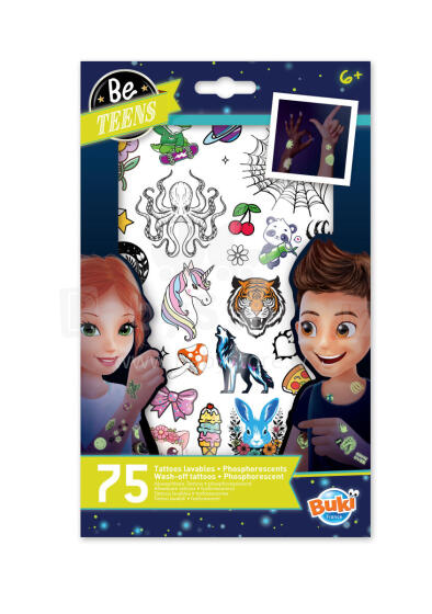 Buki Washable Glow-in-the-Dark Tattoo Set 75 pc