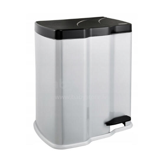 Pedal bin for waste sorting 7+15L Gunnar 39.5x29x43.5cm light silver