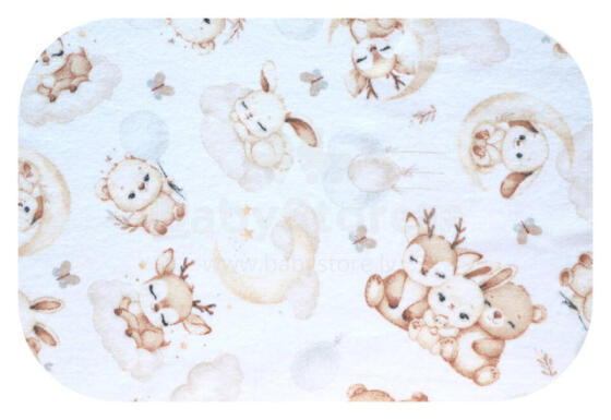 Diaper - 14480 - FLANNEL PRINT - EGA - DEER & TEDDY BEAR - WHITE - size 70x80 cm