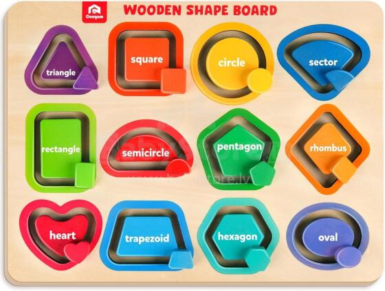 Coogam Wooden Colour Shape Art.294588 Montessori Wooden Puzzle Board