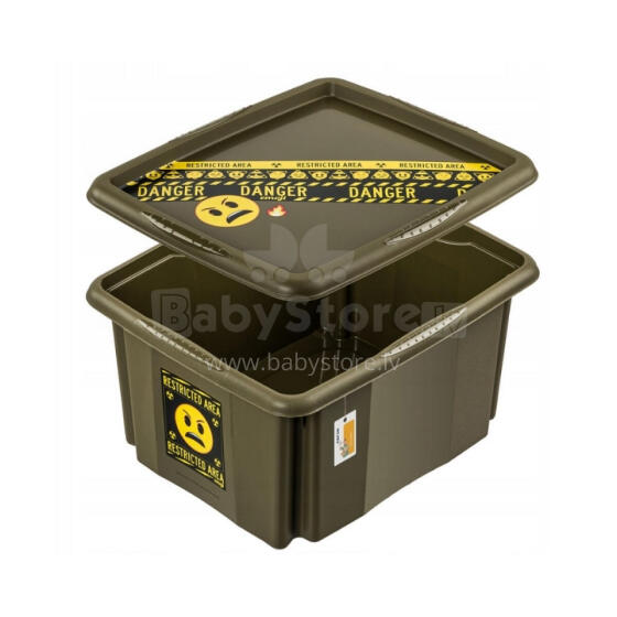 Box with lid 24L Karolina &ldquo;Emoji Danger&rdquo; 42.5x35.5x22.5cm olive color