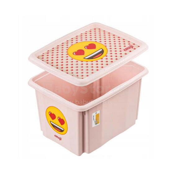Box with lid 30L Karolina &ldquo;Emoji Hearts&rdquo; 45x35x27cm pink