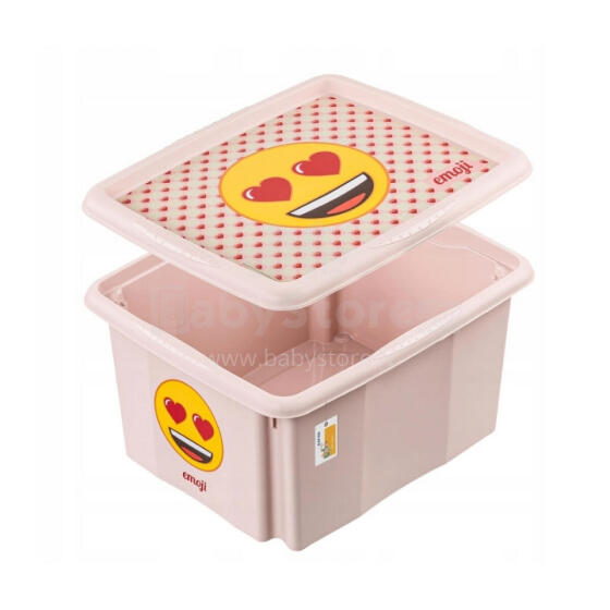 Box with lid 24L Karolina &ldquo;Emoji Hearts&rdquo; 42.5x35.5x22.5cm pink