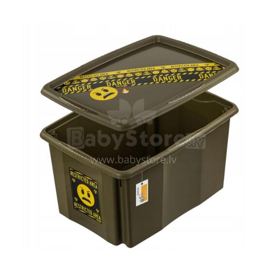 Box with lid 45L Karolina &ldquo;Emoji Danger&rdquo; 55.5x40x30cm olive color