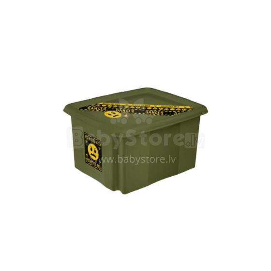 Box with lid 15L Karolina &ldquo;Emoji Danger&rdquo; 38x29.5x20.5cm olive color