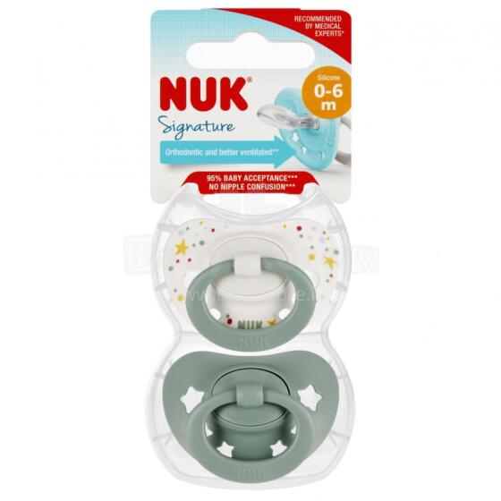 NUK 730617 Pacifier 2 pcs. 0-6m SIGNATURE white/green